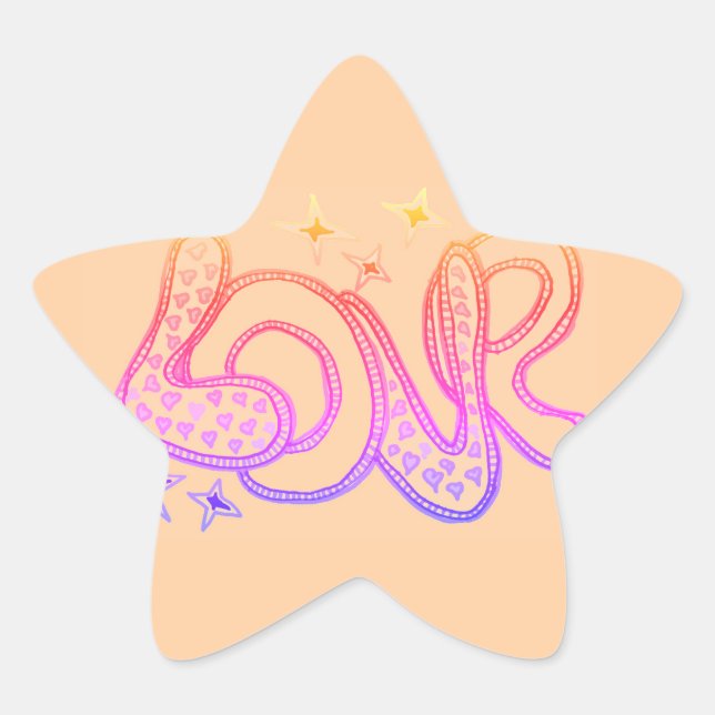 Liebe im Stil der 60er Jahre Stern-Aufkleber (Vorderseite)