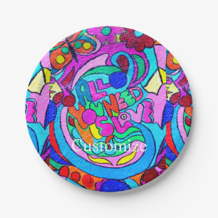 Liebe im Stil der 70er Jahre - Blume Pappteller