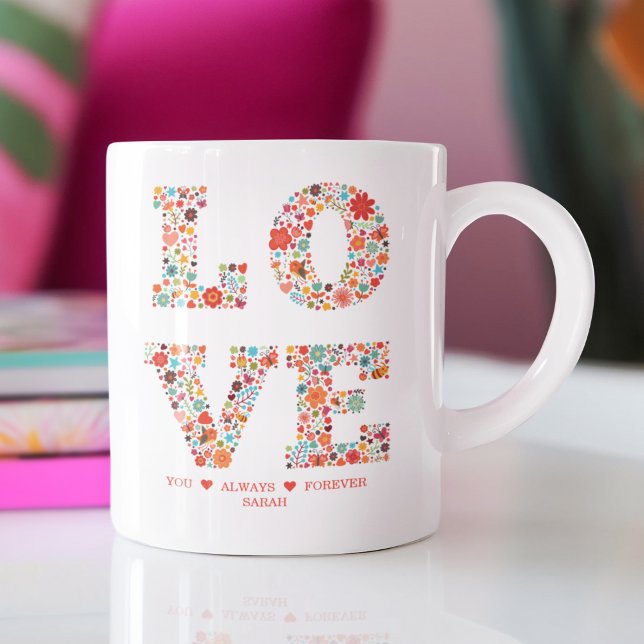 "LIEBE, immer, für immer" Blumenkohl-Liebe Kaffeetasse (Von Creator hochgeladen)