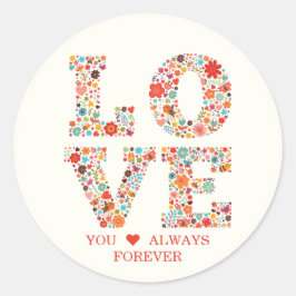 "LIEBE, immer, für immer" Retro Runder Aufkleber