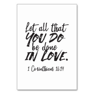 Liebe in Aktion - 1 Korinther 16:14 Inspiration Tischnummer