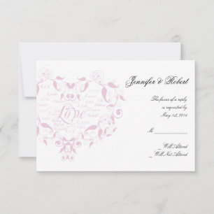 Liebe in beliebiger Sprache in der pinkfarbenen An RSVP Karte