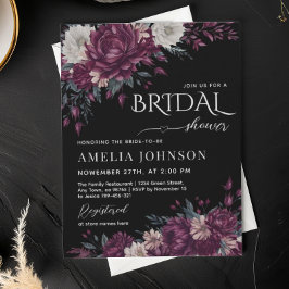 Liebe in Bloom Blume Burgund Dunkles Brautparty Einladung