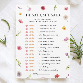 Liebe in Bloom Brautparty Wer hat Game Card Einladung
