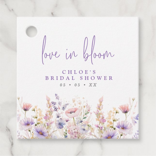 Liebe in Bloom Lilac Wildblumen Brautparty Geschenkanhänger (Vorderseite)