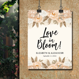 Liebe in Bloom Peach Blume Hochzeit Willkommen Poster