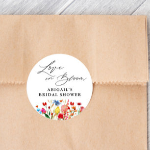 Liebe in Bloom Wildblume Brautparty Gefallen Runder Aufkleber