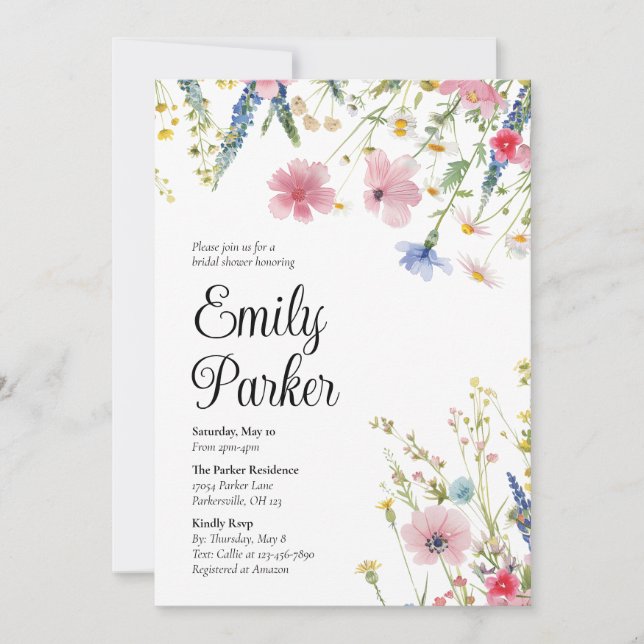 Liebe in Bloom Wildblume Brautparty lädt ein Einladung (Vorderseite)