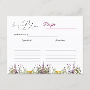 Liebe in Bloom Wildblume Brautparty Rezept Karte
