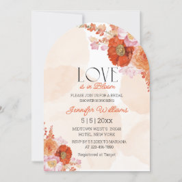 Liebe in blühendem orangefarbenem Brautparty Einladung