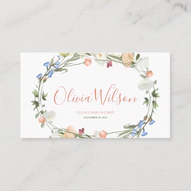 Liebe in blühender Wildblume Platzkarte (Vorderseite)