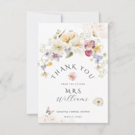 Liebe in blühender Wildblume Rustikales Brautparty Dankeskarte