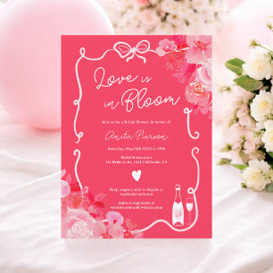 Liebe in blumengeschmückten Schriftzeichen rosa Br Einladung