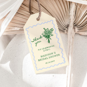 Liebe in Blüte Blau Grüne Hochzeitsdusche Danke Geschenkanhänger