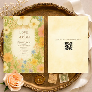 Liebe in Blüte Botanischer QR-Code-Junggesellinnen Einladung