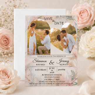 Liebe in Blüte Doppel-Foto-Hochzeit Einladung
