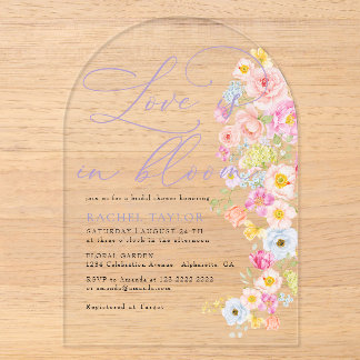 Liebe in Blüte Elegante florale Brautparty Acryleinladungen