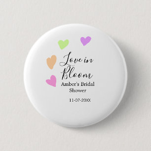 Liebe in Blüte farbiges Herz Junggesellinnenabschi Button
