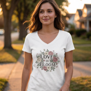Liebe in Blüte Florales Romantisches T-Shirt