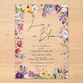 Liebe in Blüte Frühjahrs-Blumen-Braut-Party Acryleinladungen