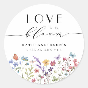 Liebe in Blüte Frühling Sommer Florale Hochzeitsdu Runder Aufkleber