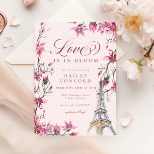Liebe in Blüte Paris Rosa Brautparty Einladung