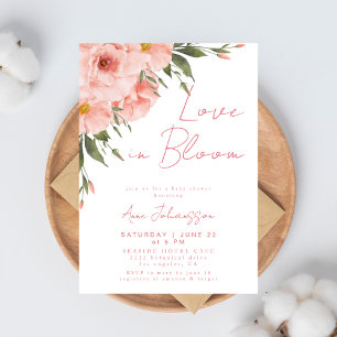 Liebe in Blüte Rosa Rosen Blumen-Baby-Party Einladung