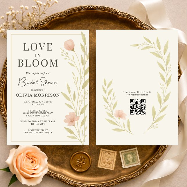 Liebe in Blüte Wildblumen QR-Code Brautjungfernpar Einladung (Von Creator hochgeladen)