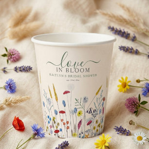 Liebe in Blüte Wildblumenwiese Brautparty Pappbecher