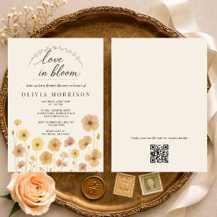 Liebe in Blüten-Boho-QR-Code-Junggesellinnenabschi Einladung