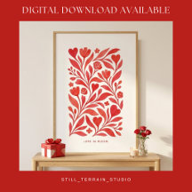Liebe in Blütenform Rote Florale Valentins-Kunst