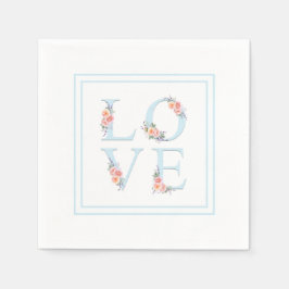 Liebe in Blütenpastel Floral Alphabet Serviette