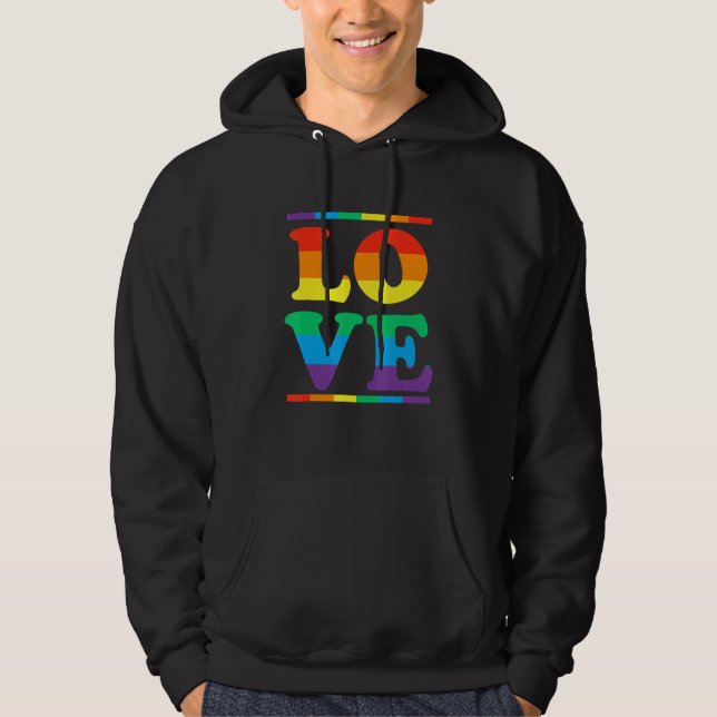 Liebe in den Farben der Regenbogenflagge Lgbtq Les Hoodie (Vorderseite)