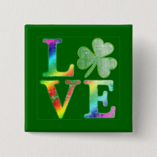 Liebe in den Regenbogen-Farben mit beunruhigtem Button (Vorderseite)