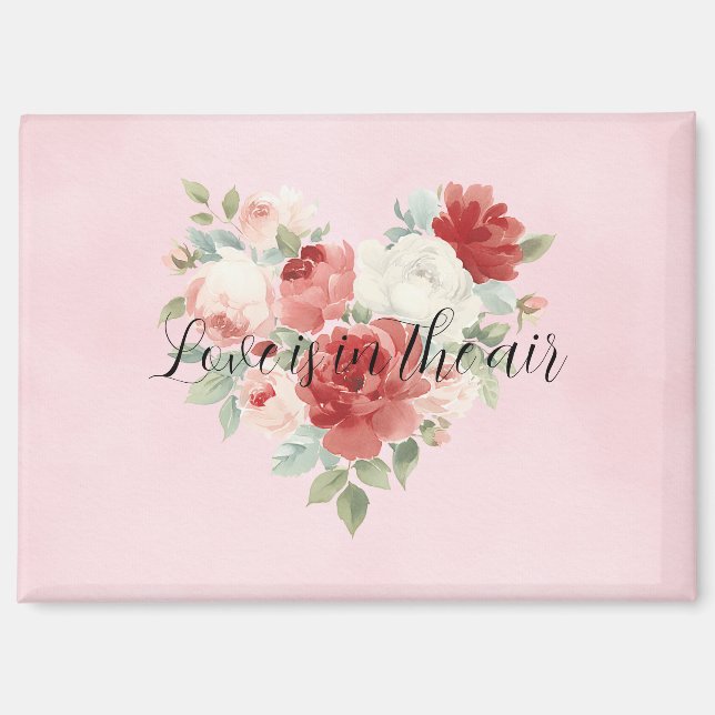 Liebe in der Luft Rot Pink Herz Blumen  Magnet (Vorderseite)