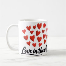Liebe in der Luft Rote Herzen Romantischer Kaffeeb