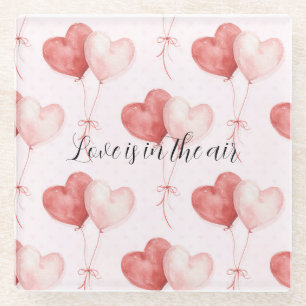 Liebe in der Luft rote rosa Herzballons Glasuntersetzer