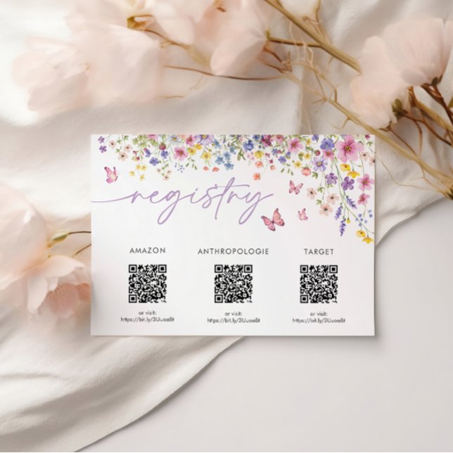 Liebe in der Registrierungskarte des Blumenfloral- Begleitkarte (Love in Bloom Floral Bridal Shower Registry Card)