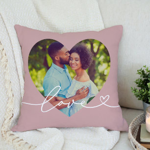 Liebe in der Rose Skript Pink Custom Heart Shaped  Kissen