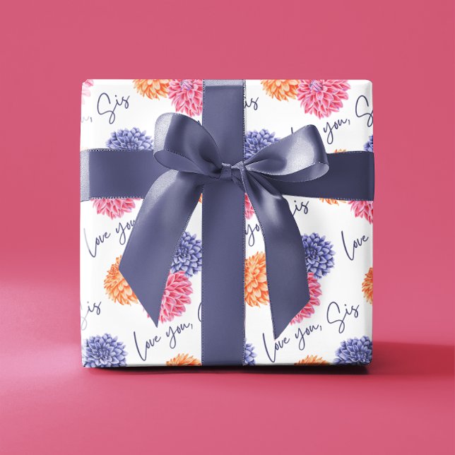 Liebe, in der Sie Papier als Flachblatt Set 3 sehe (Let your sister know how much you love her with this beautiful floral wrapping paper set! )