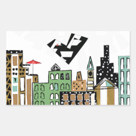 LIEBE IN DER STADT RECHTECKIGER AUFKLEBER