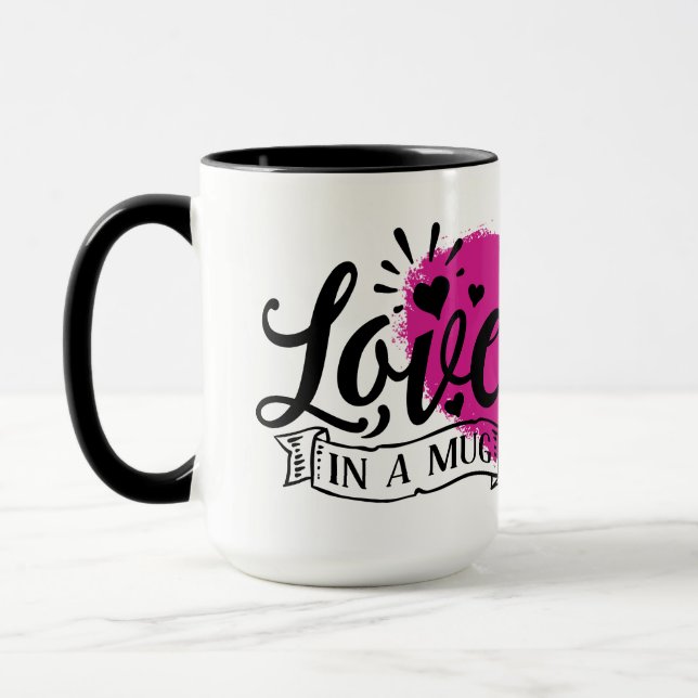 Liebe in einem Tasse rosa Herz (Links)