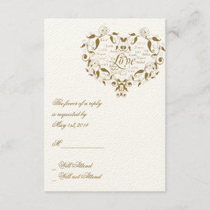 Liebe in einer beliebigen Sprache in Gold-Antwortk RSVP Karte