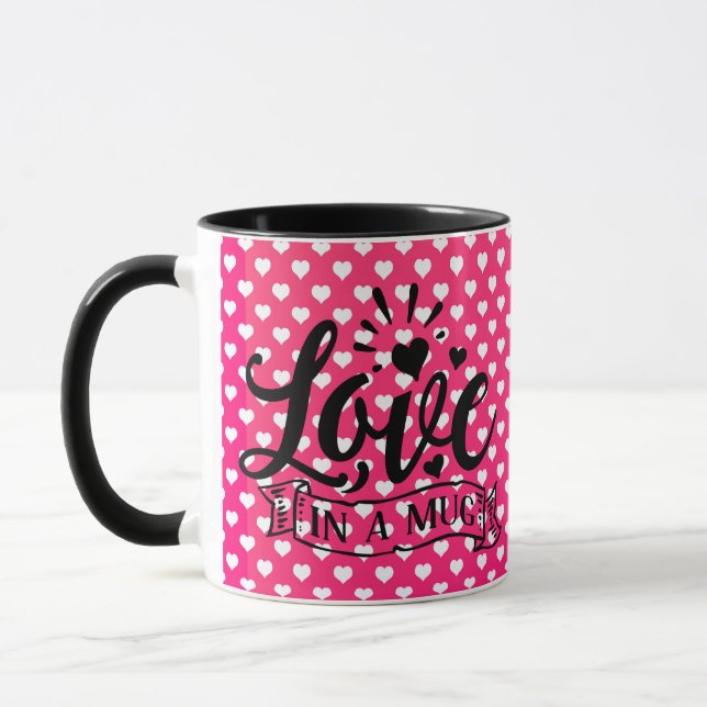 Liebe in einer Tasse rosa Herzen (Links)