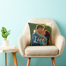 Liebe in Elegant-Script | Kundenspezifisches Foto Kissen