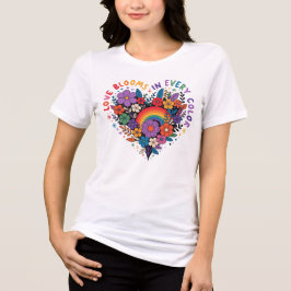 Liebe in Farbe Lebendiges florales Herz T-Shirt Po Tri-Blend Shirt