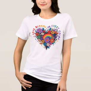 Liebe in Farbe Lebendiges florales Herz T-Shirt Po Tri-Blend Shirt