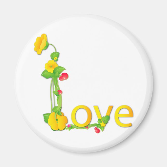 Liebe in Gelbblumen Magnet (Vorne)