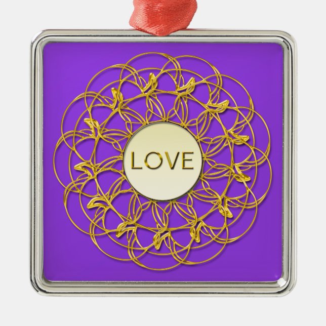 LIEBE in geometrischem Gold-Design Ornament Aus Metall (Vorne)