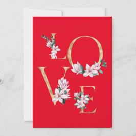 Liebe in Goldbrief mit magnolischen Blume